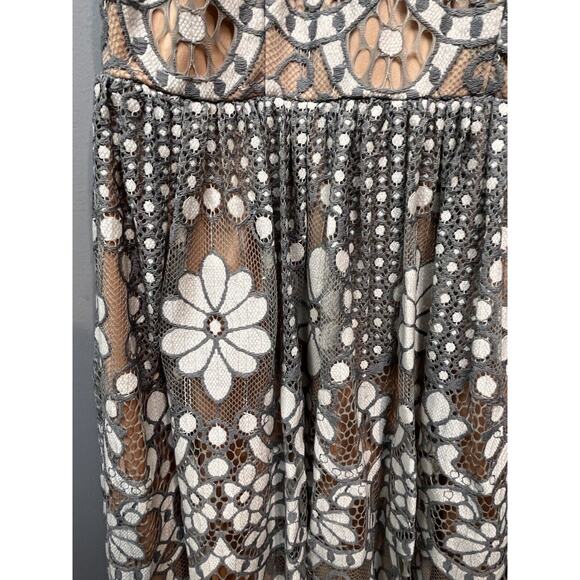 Jodi Kristopher Dress Womens 3 Gray Lace Floral Mini‎ Fit & Flare Sleeveless - Picture 6 of 8